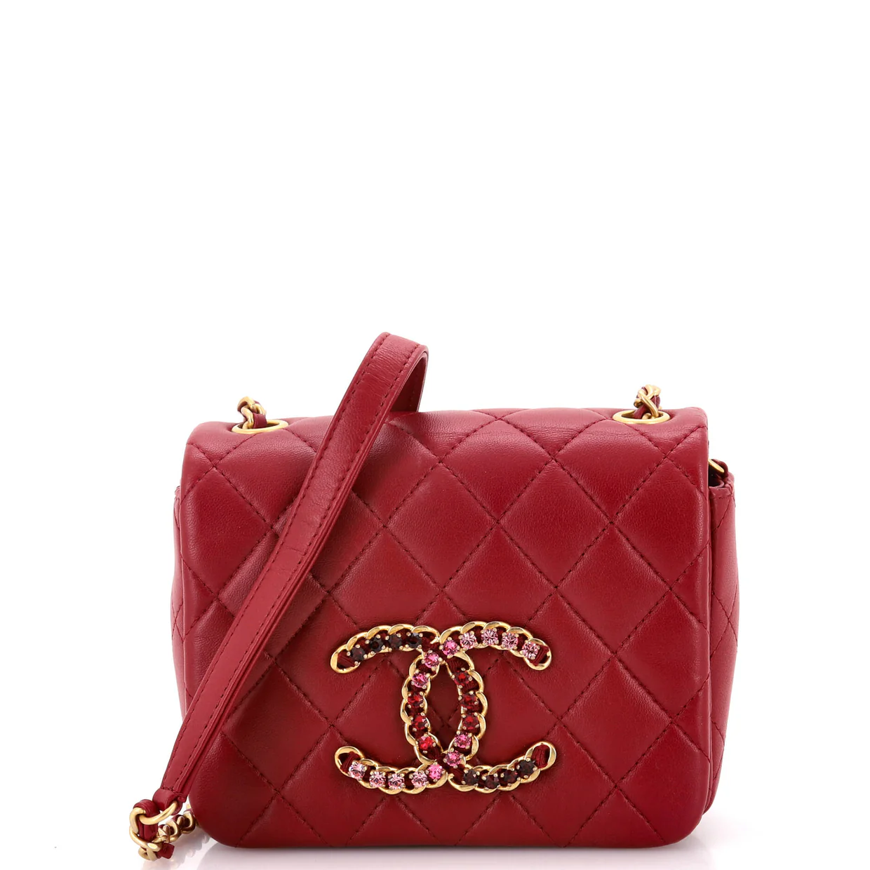 Crystal CC Full Flap Bag Quilted Lambskin Mini - Deep Luxury