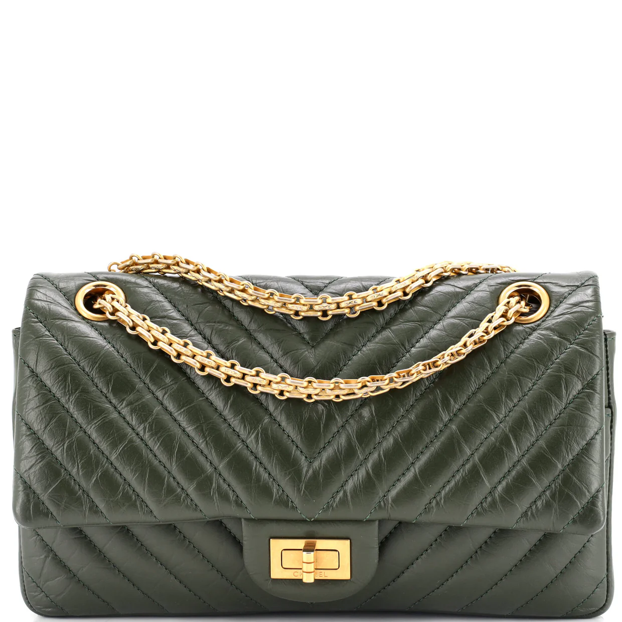 Reissue 2.55 Flap Bag Chevron Aged Calfskin 225 - Deep Luxury