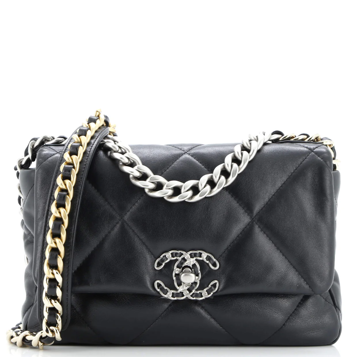 19 Flap Bag Quilted Leather Medium - Deep Luxury
