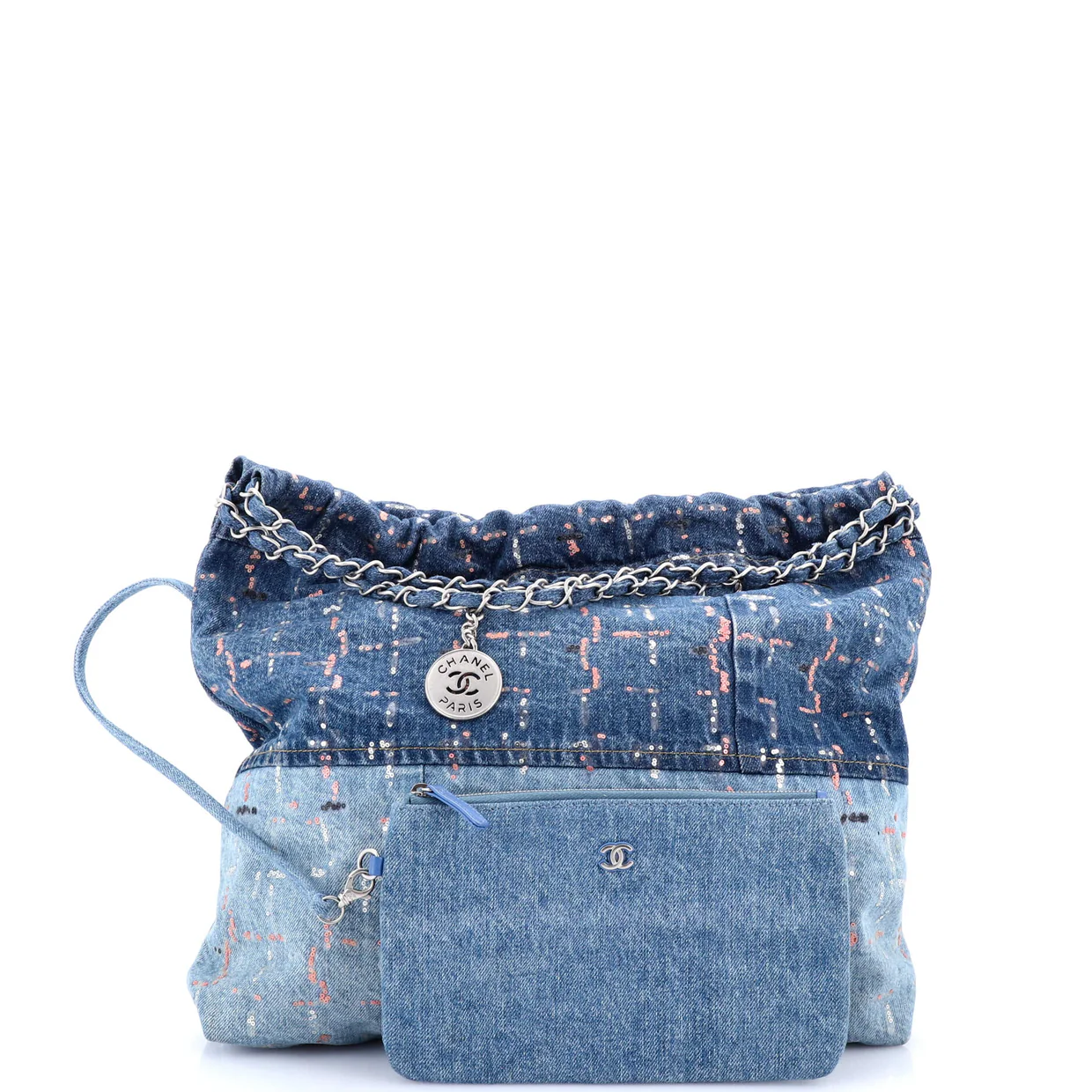 22 Chain Hobo Denim with Sequins Medium - Deep Luxury