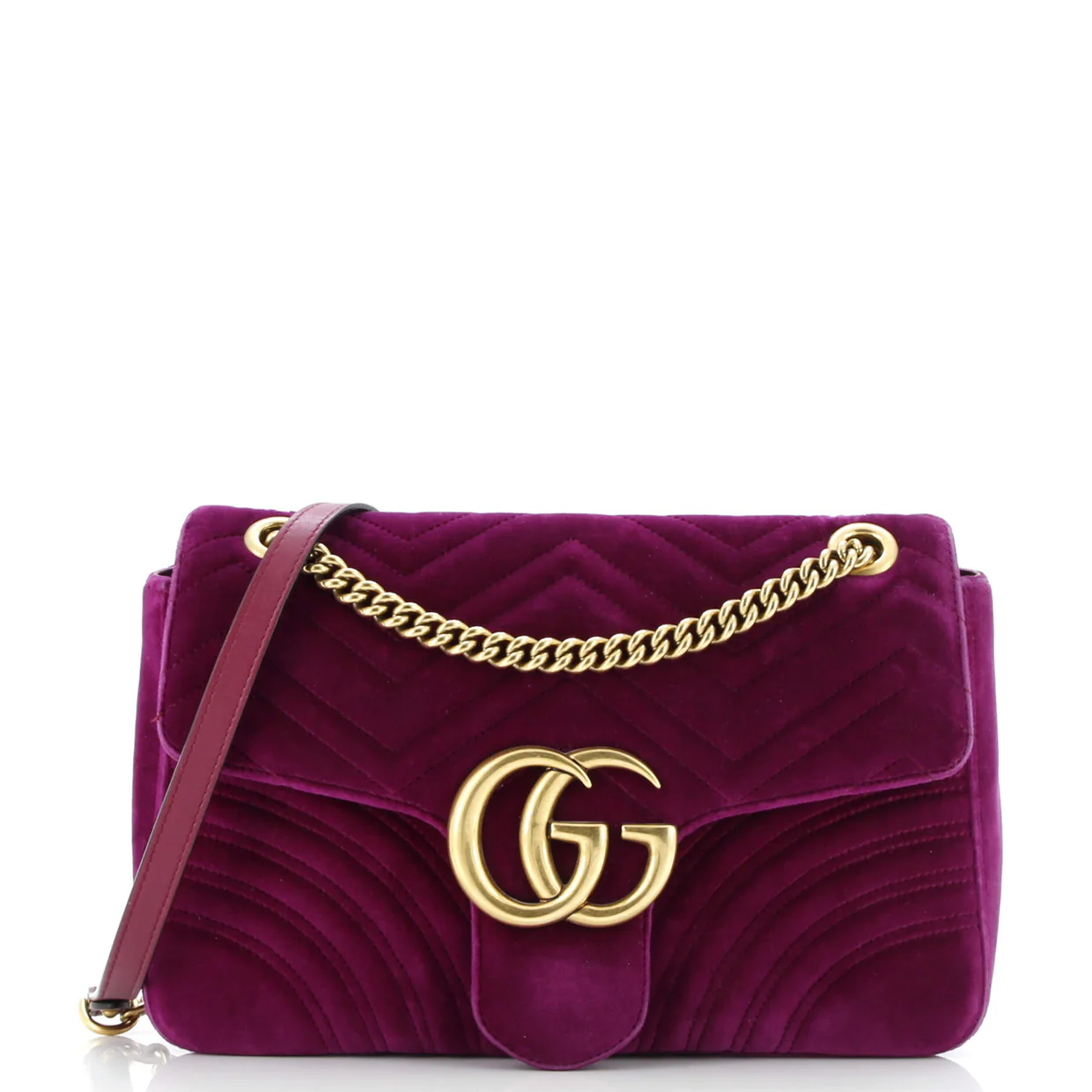 GG Marmont Flap Bag Matelasse Velvet Medium - Deep Luxury