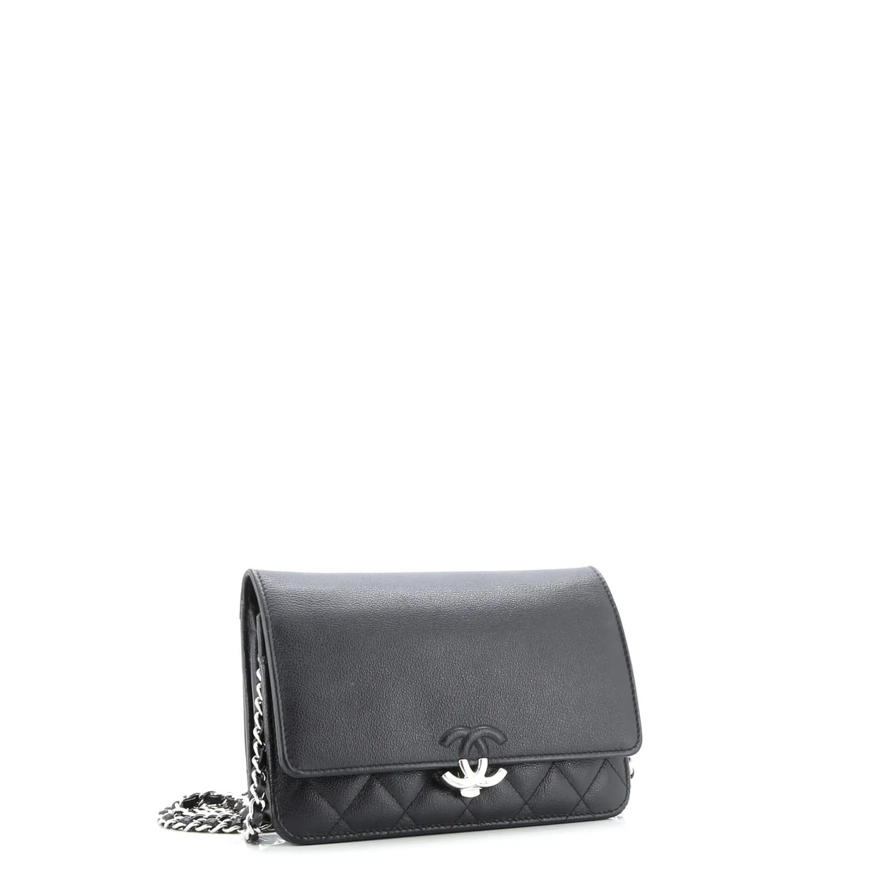 CC Box Wallet on Chain Quilted Caviar - Deep Luxury