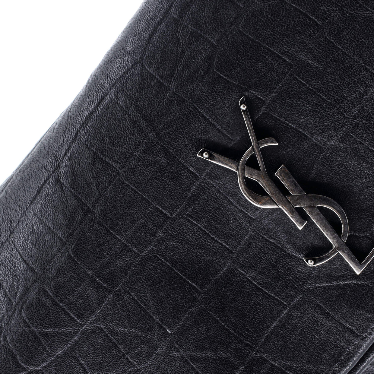 West Hollywood Shoulder Bag Crocodile Embossed Leather Medium - Deep Luxury