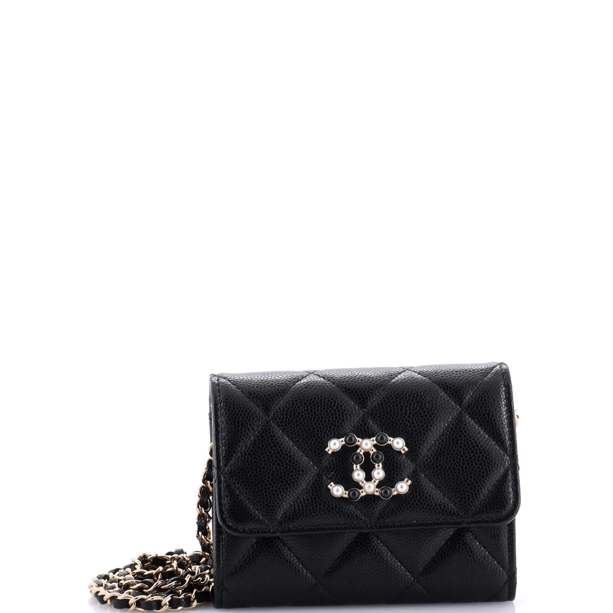 Coco Candy Card Holder on Chain Quilted Caviar - Deep Luxury
