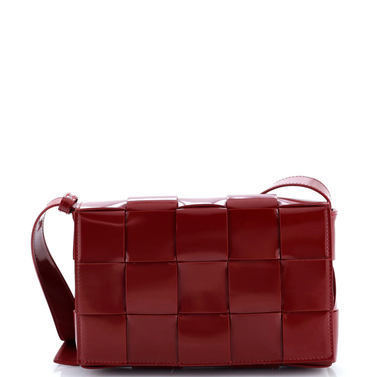 Cassette Crossbody Bag Maxi Intrecciato Patent - Deep Luxury