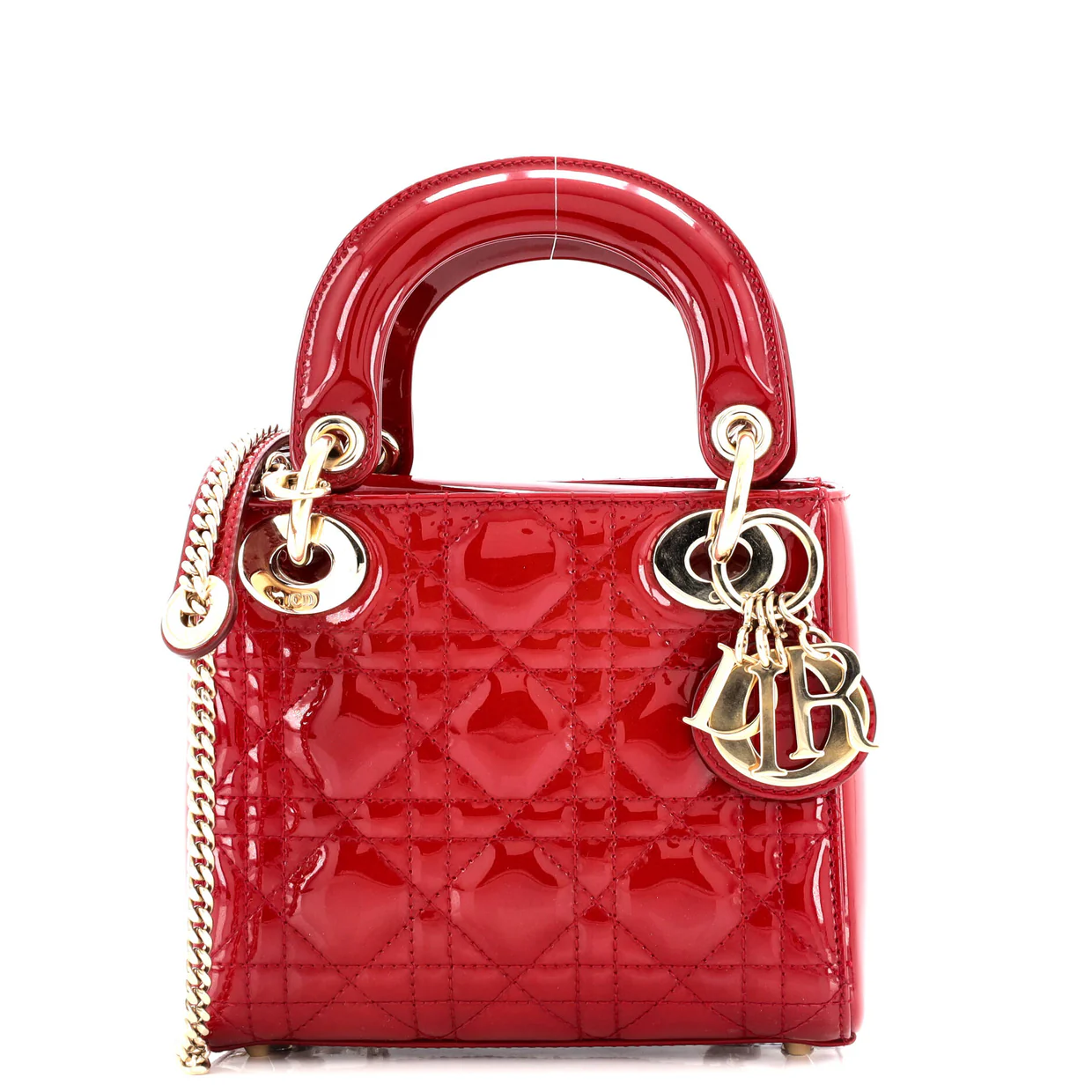 Lady Dior Chain Bag Cannage Quilt Patent Mini - Deep Luxury
