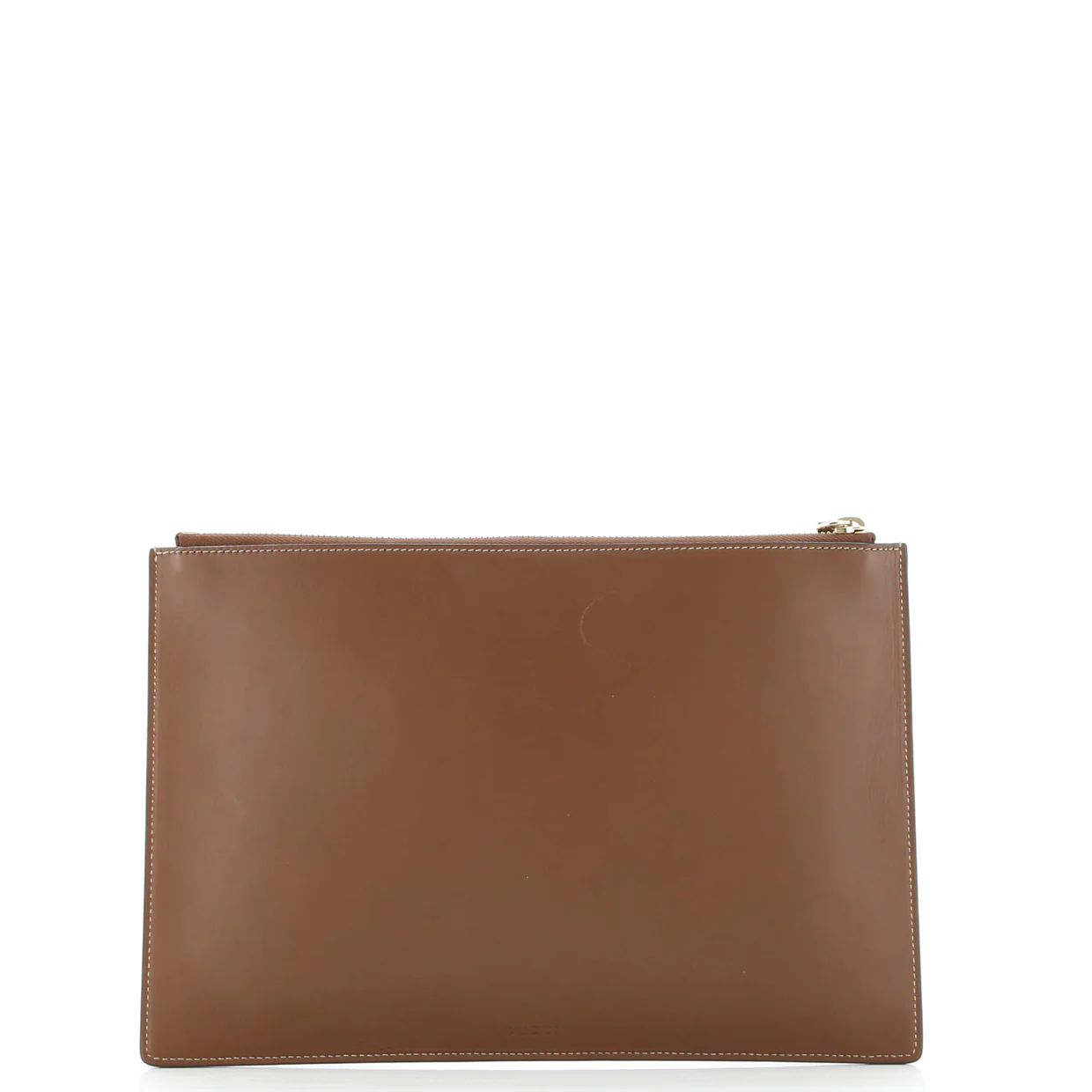 Zipped Pouch Leather with Applique Large - Deep Luxury