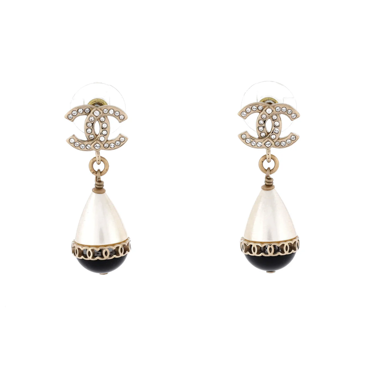 CC Fantasy Teardrop Earrings Metal and Faux Pearls with Crystals and Resin - Deep Luxury