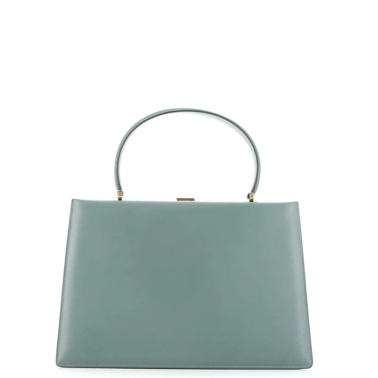 Clasp Top Handle Bag Leather Medium - Deep Luxury