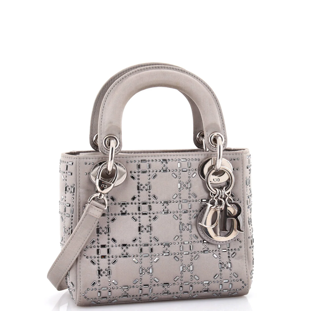 Lady Dior Bag Crystal Embellished Cannage Quilt Satin Mini - Deep Luxury