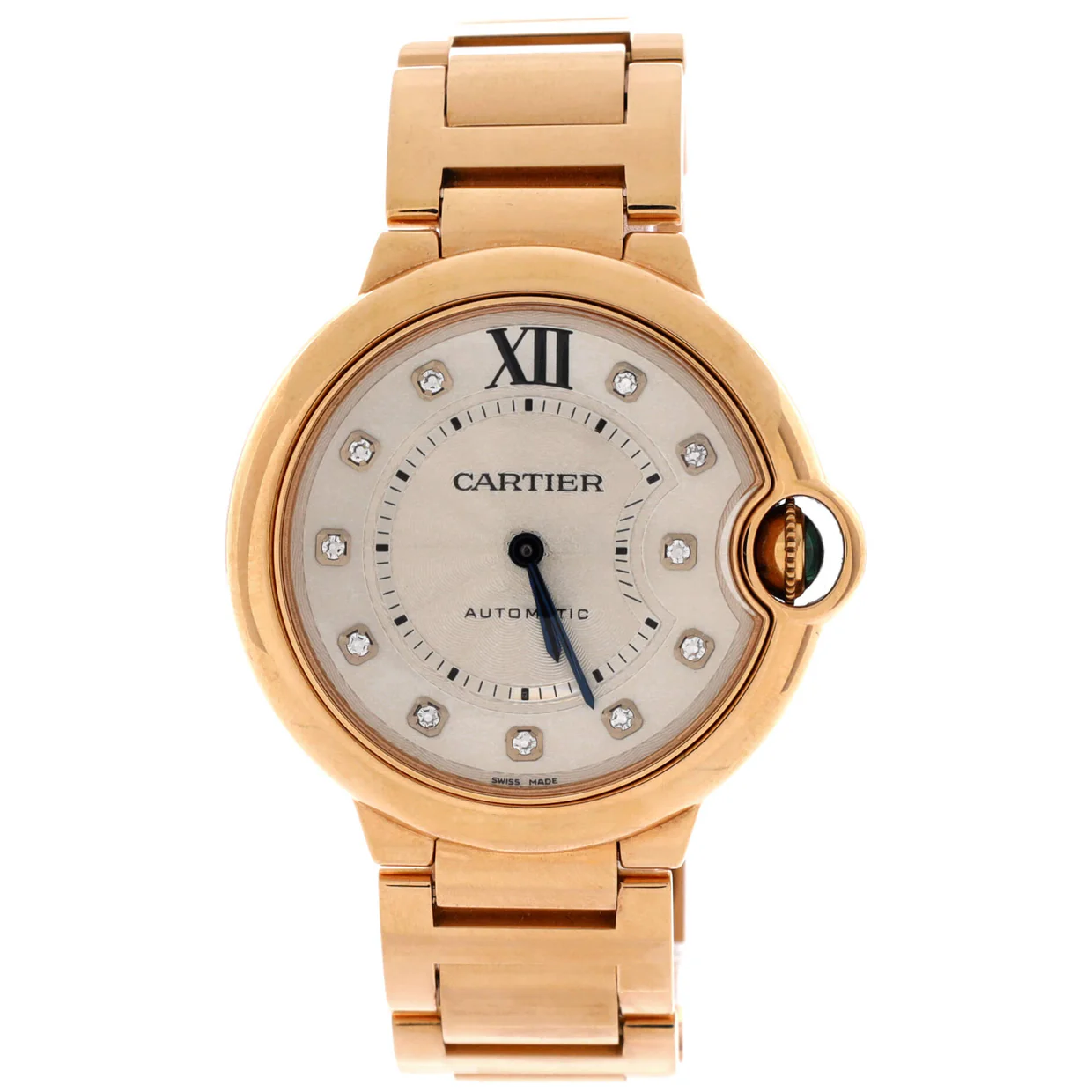 Ballon Bleu de Cartier Automatic Watch Rose Gold with Diamond Markers 36 - Deep Luxury