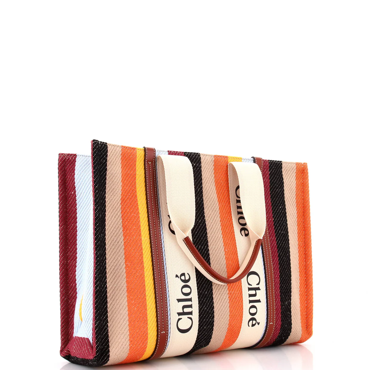 Woody Tote Striped Linen Large - Deep Luxury