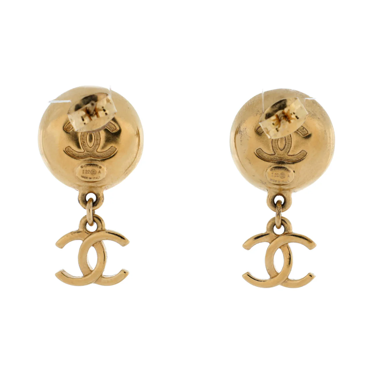 Camellia CC Drop Earrings Metal with Leather - Deep Luxury