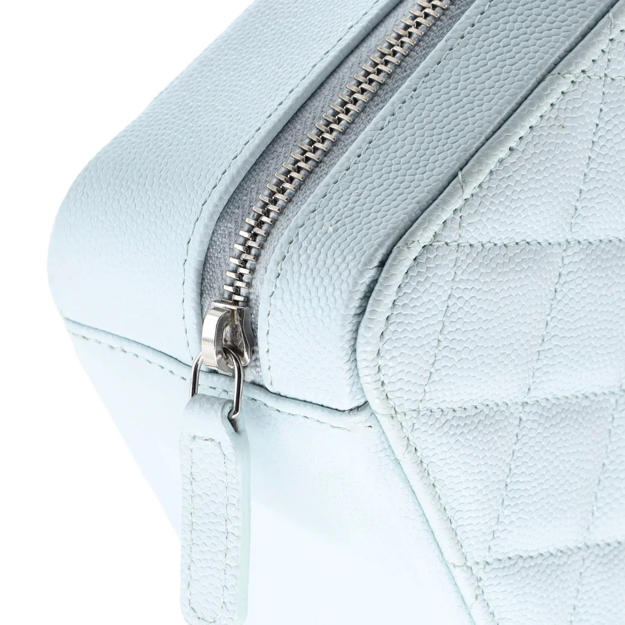 Zip Around Vanity Case with Chain Quilted Caviar Mini - Deep Luxury