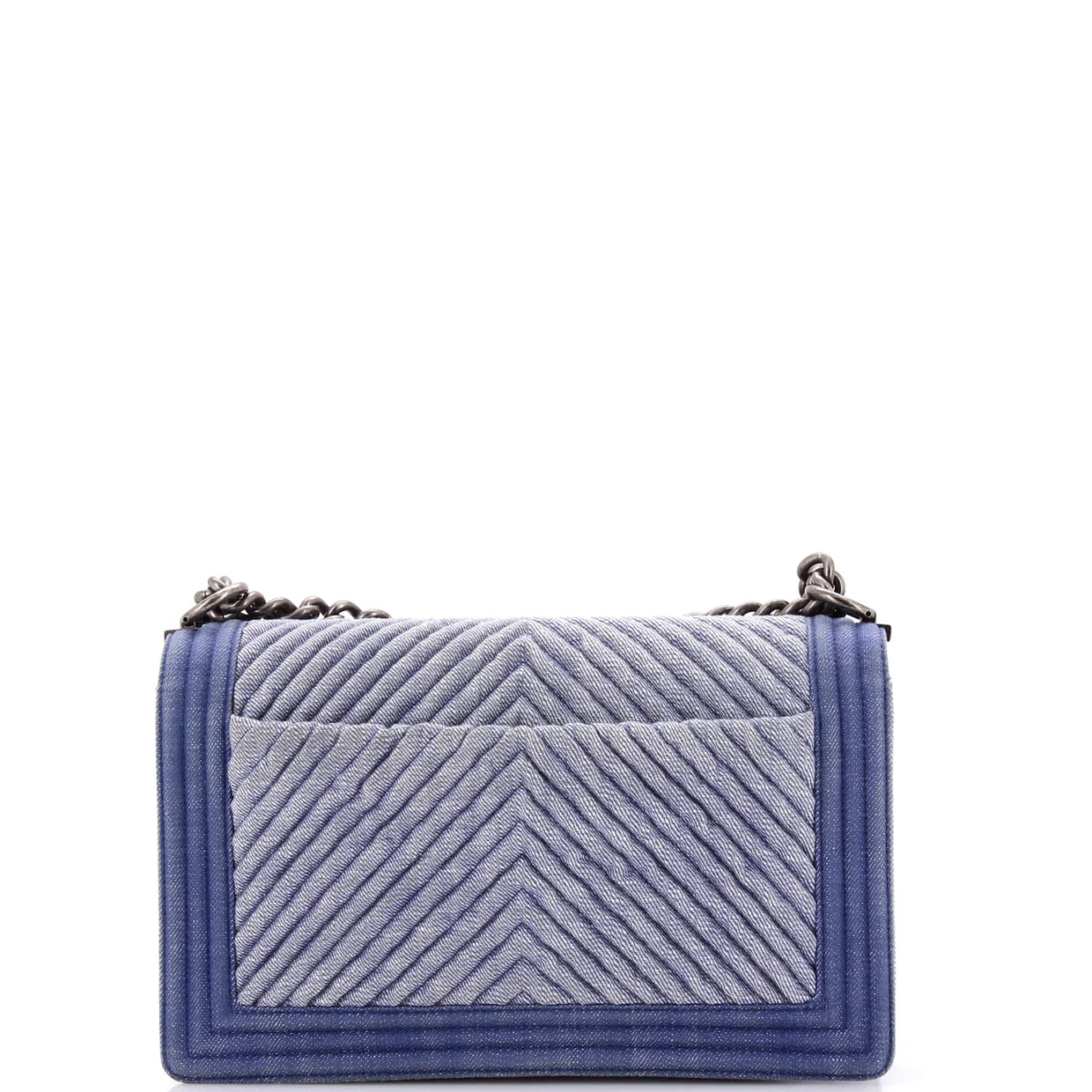Boy Flap Bag Chevron Denim New Medium - Deep Luxury