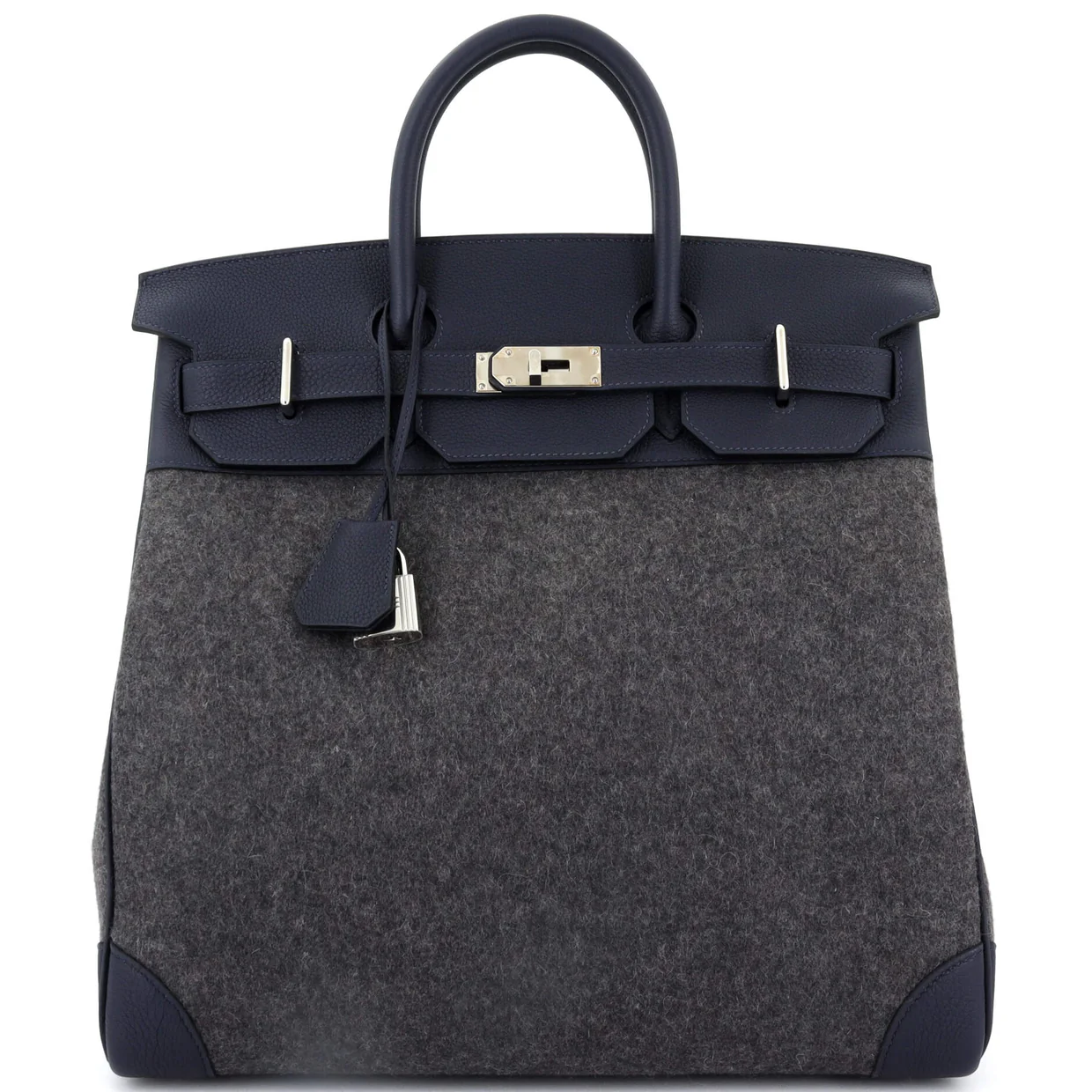 HAC Birkin Bag Todoo Wool and Bleu Nuit Togo with Palladium Hardware 40 - Deep Luxury