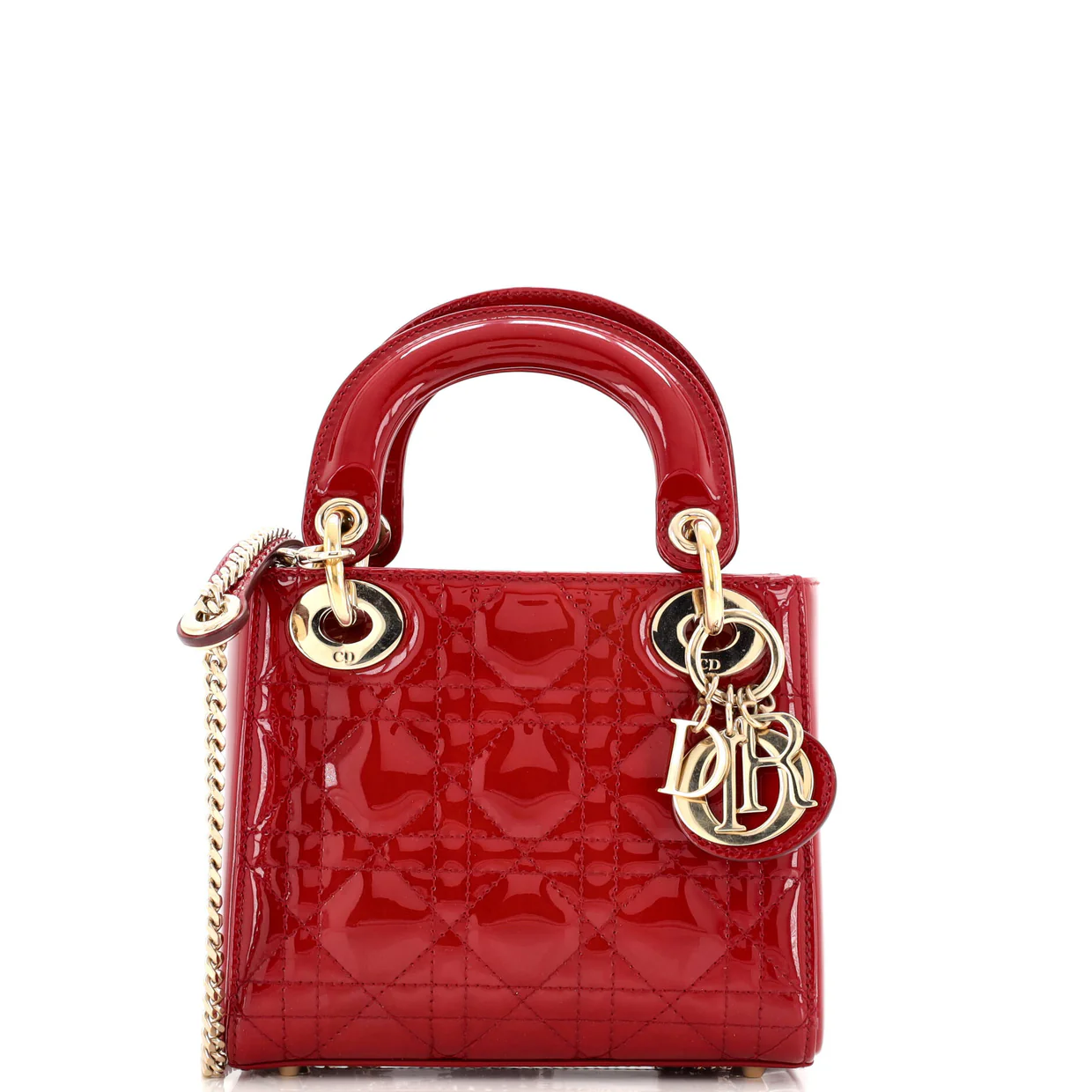 Lady Dior Chain Bag Cannage Quilt Patent Mini - Deep Luxury
