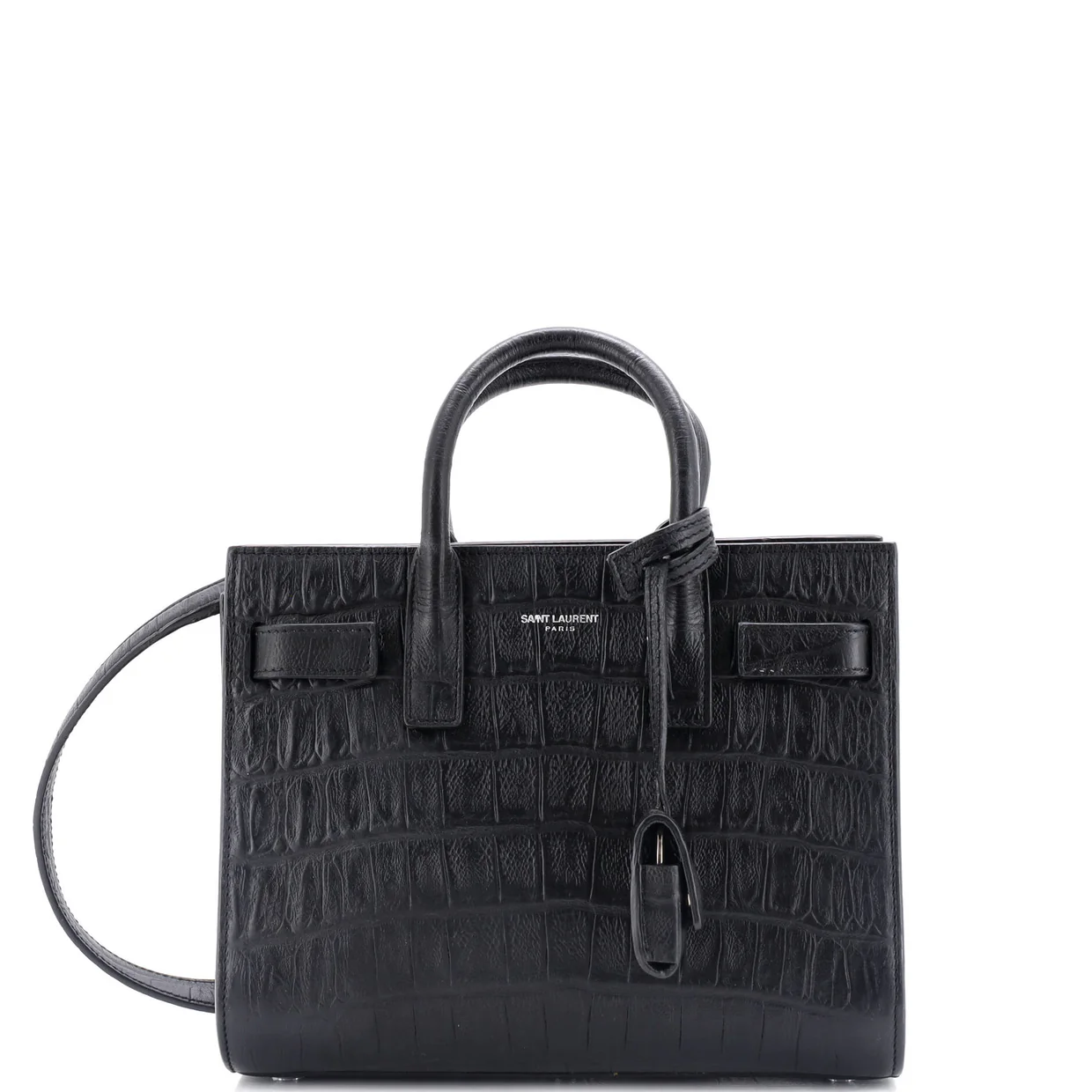 Sac de Jour Bag Crocodile Embossed Leather Nano - Deep Luxury