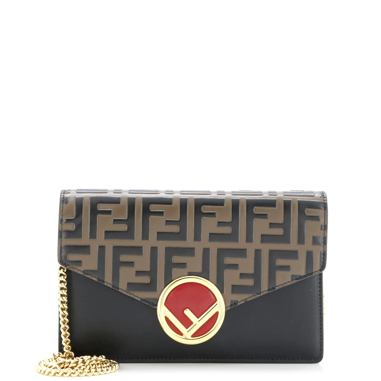 F is Fendi Envelope Wallet on Chain Zucca Embossed Leather - Deep Luxury