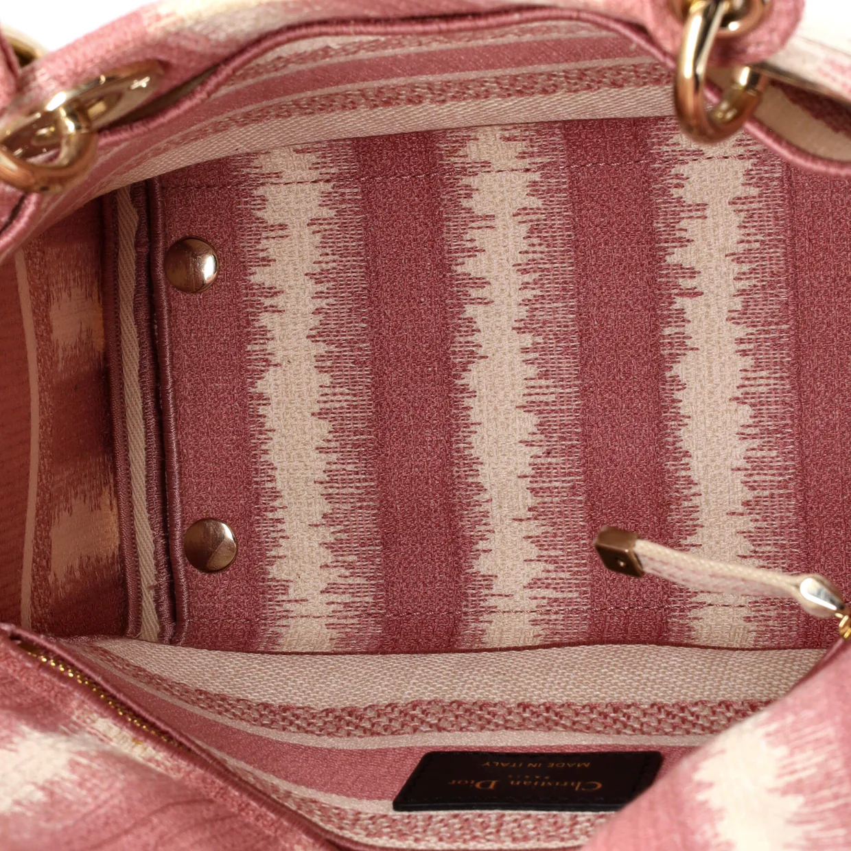 Lady D-Lite Bag Striped Canvas Medium - Deep Luxury