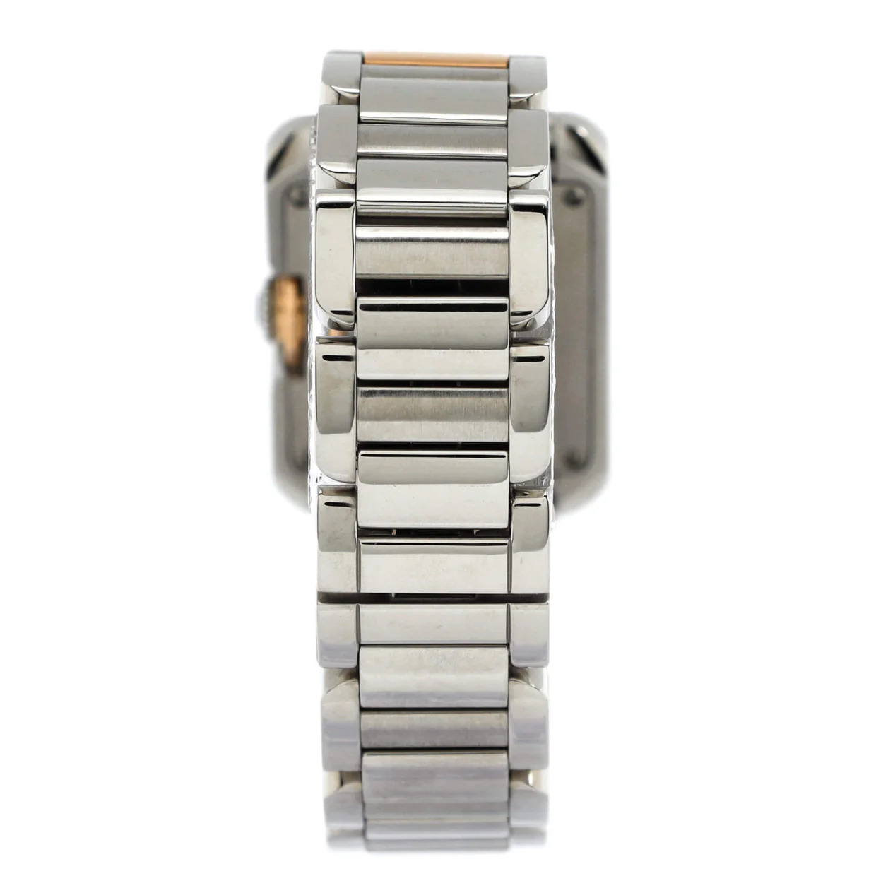 Tank Anglaise Quartz Watch Stainless Steel and Rose Gold 23 - Deep Luxury
