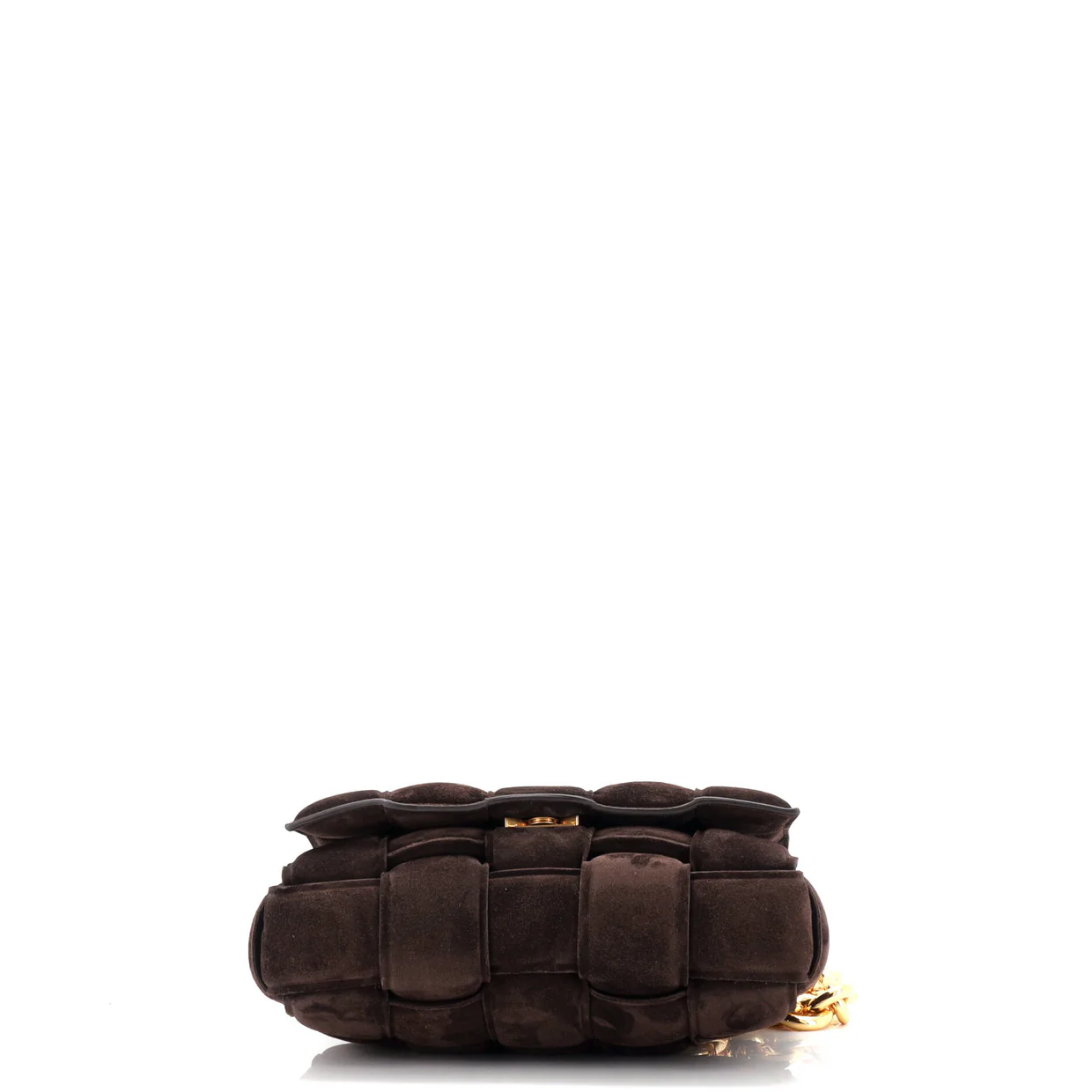 Cassette Chain Crossbody Bag Padded Maxi Intrecciato Suede - Deep Luxury
