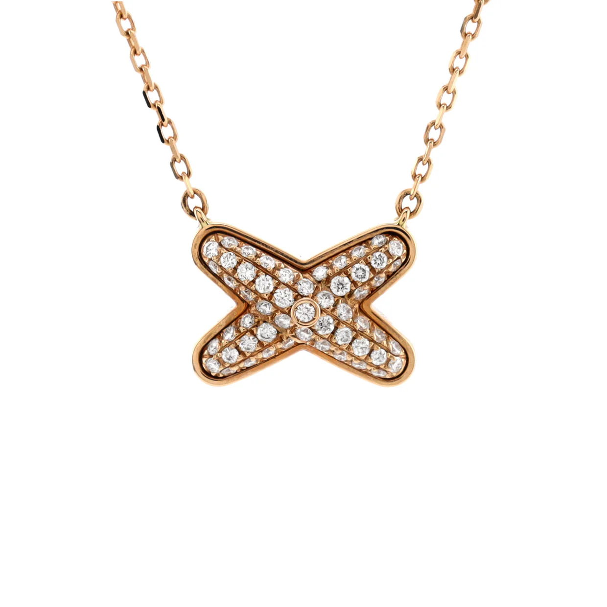Jeux de Liens Pendant Necklace 18K Rose Gold with Diamonds - Deep Luxury