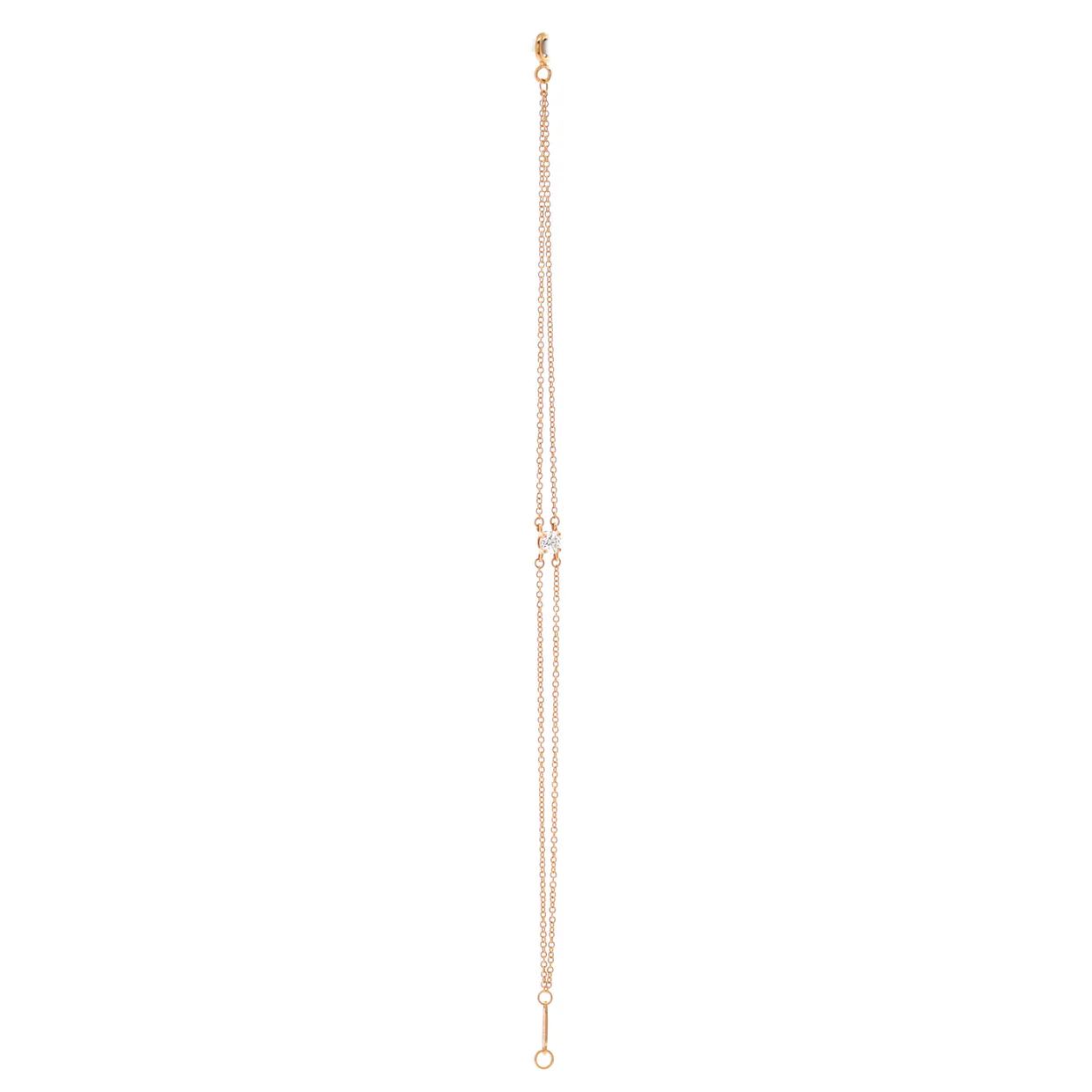 Solitaire Double Chain Bracelet 18K Rose Gold and Diamond - Deep Luxury