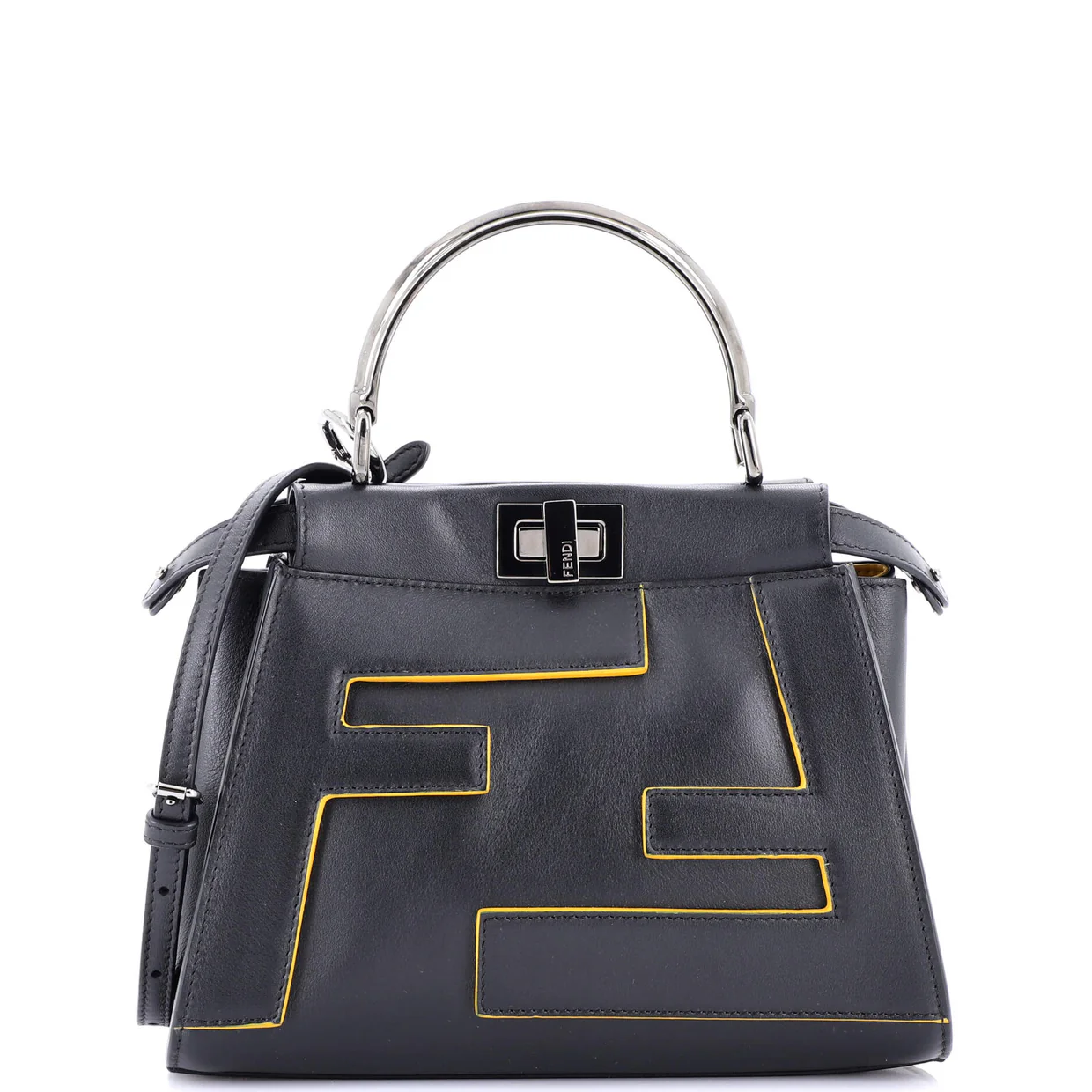 FF Logo Peekaboo Bag Leather with Applique Mini - Deep Luxury