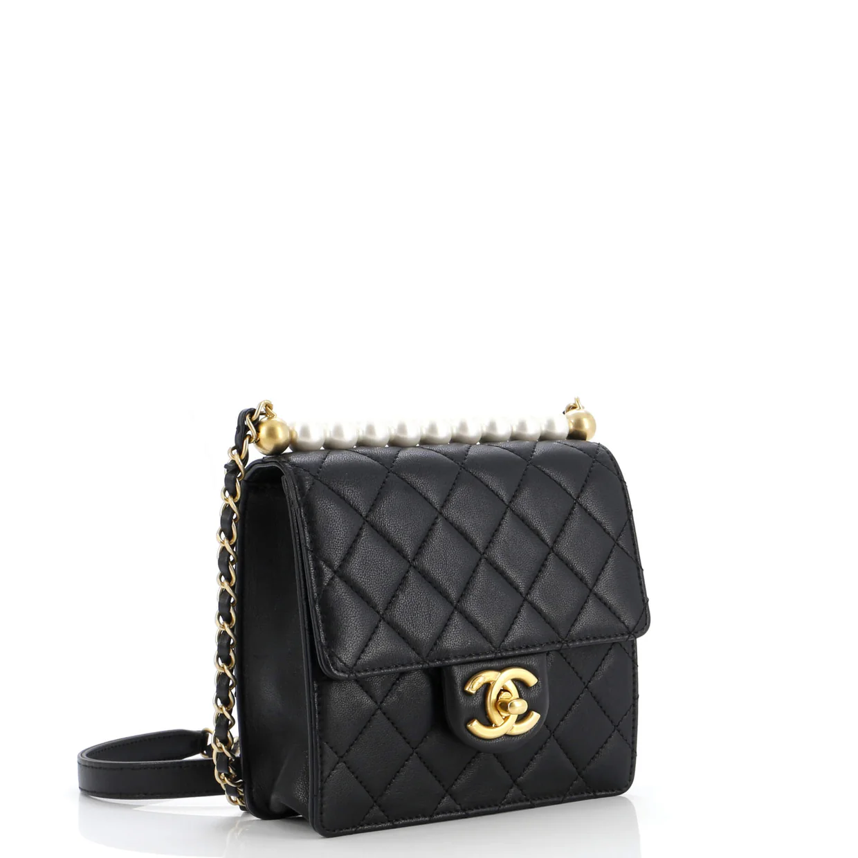 Chic Pearls Flap Bag Quilted Lambskin Mini - Deep Luxury