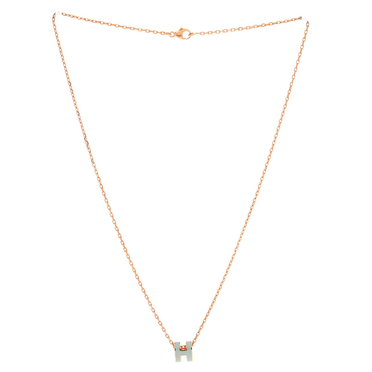 Pop H Pendant Chain Necklace Metal and Enamel Mini - Deep Luxury