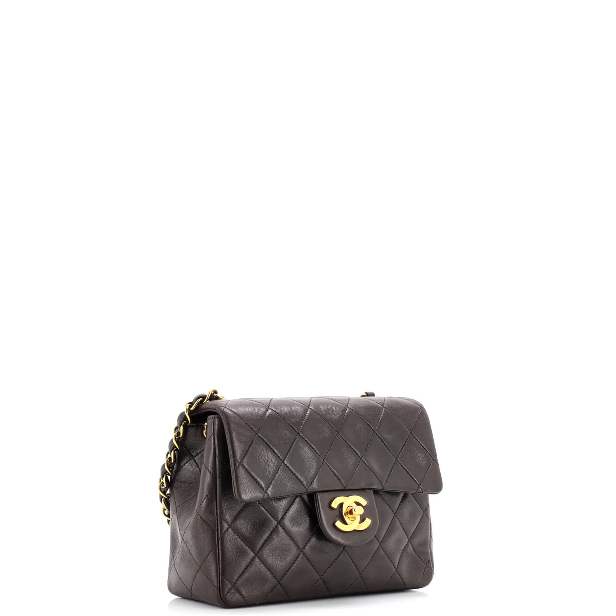 Vintage Square Classic Single Flap Bag Quilted Lambskin Mini - Deep Luxury