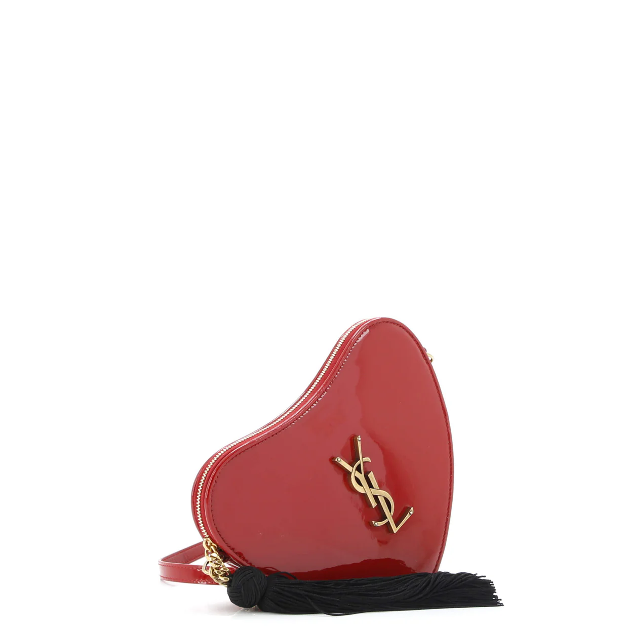 Love Heart Tassel Chain Bag Patent Small - Deep Luxury
