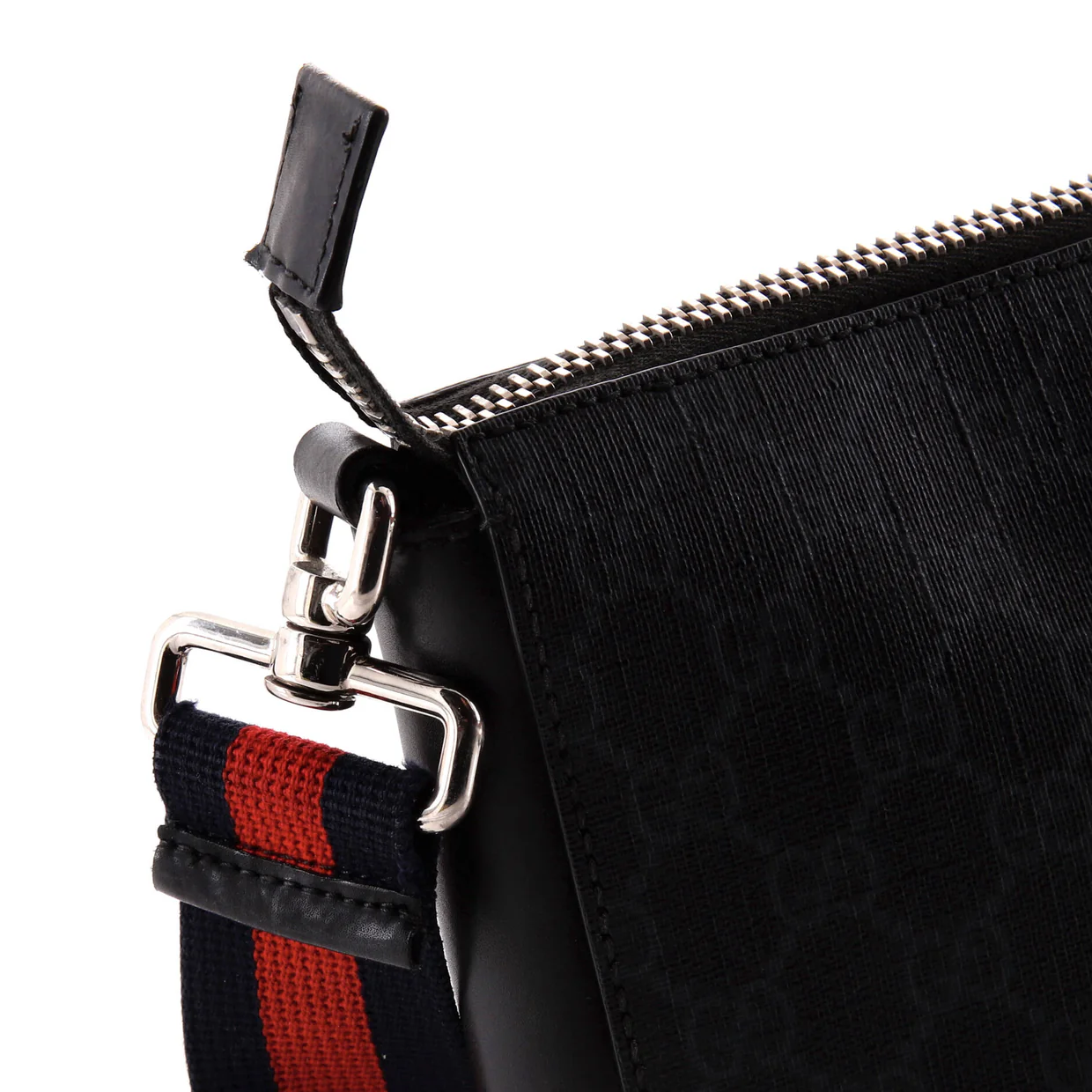 Web Strap Front Zip Messenger Bag GG Coated Canvas Small - Deep Luxury