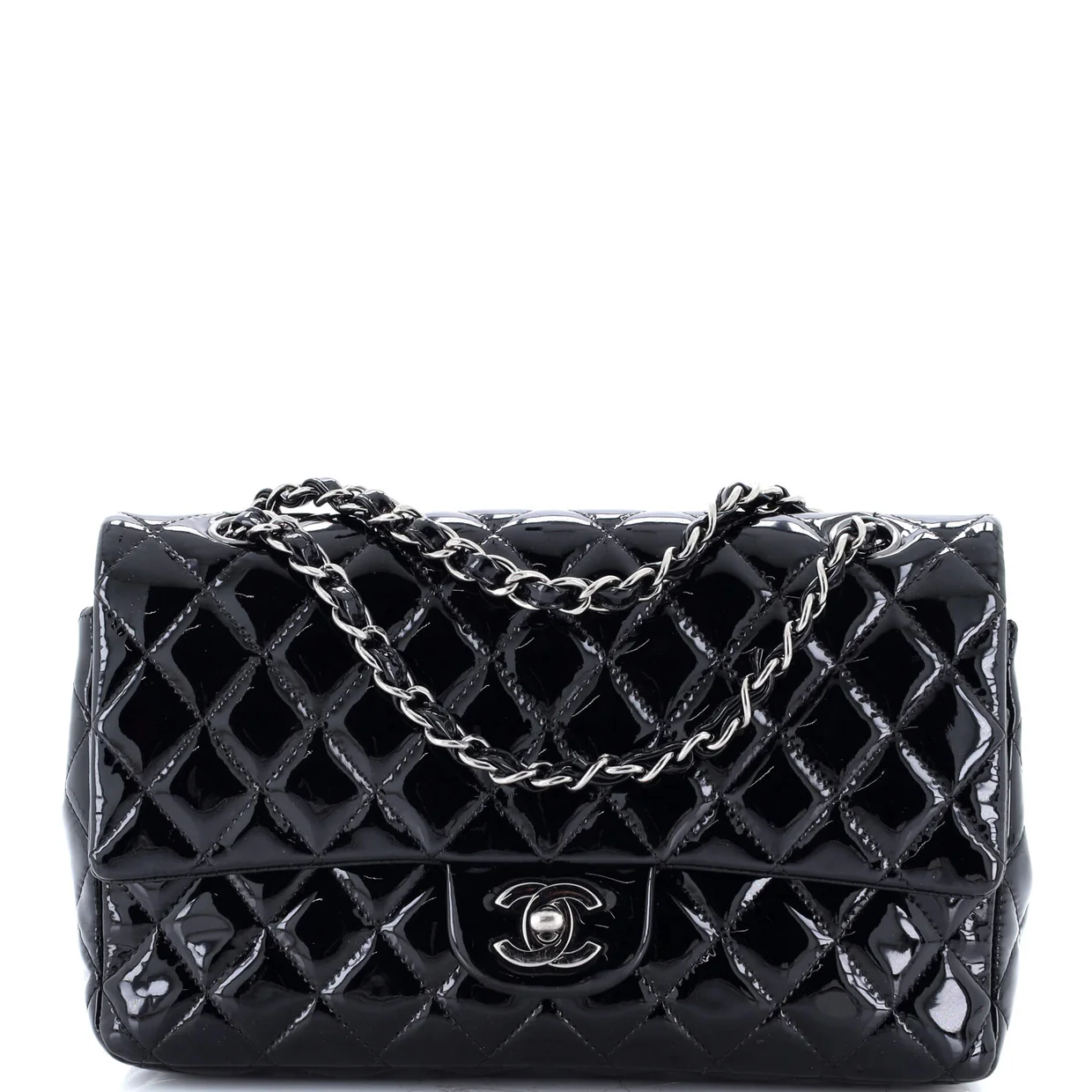 Classic Double Flap Bag Quilted Patent Medium - Deep Luxury