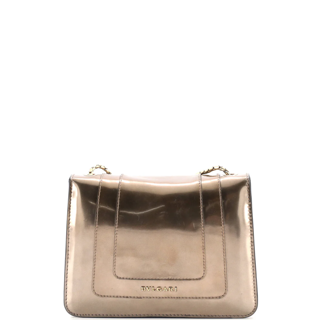 Serpenti Forever Square Shoulder Bag Metallic Leather Small - Deep Luxury