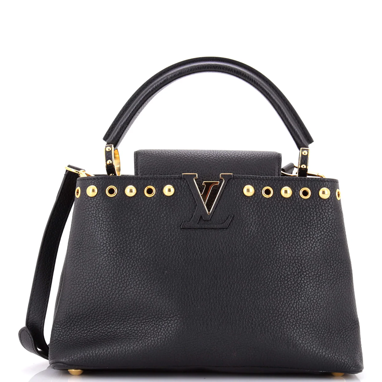 Capucines Bag Leather with Embellished Detail PM - Deep Luxury