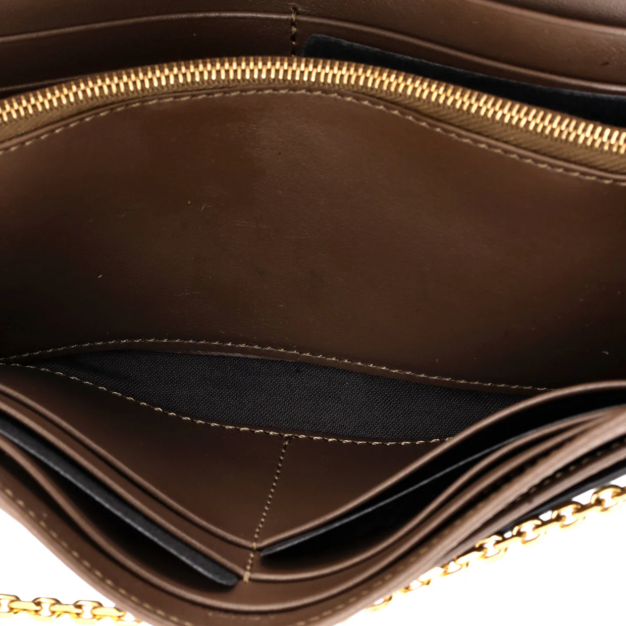 F is Fendi Continental Chain Wallet Zucca Embossed Leather - Deep Luxury