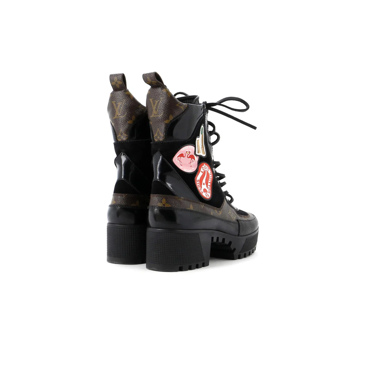 Women's Laureate Platform Desert Boots Limited Edition World Tour Suede with Monogram Canvas and Leather - Deep Luxury