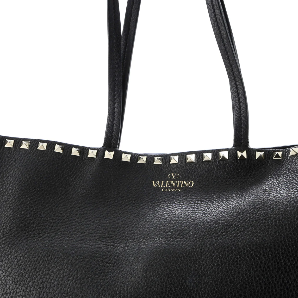 Rockstud Shopper Tote Leather Large - Deep Luxury