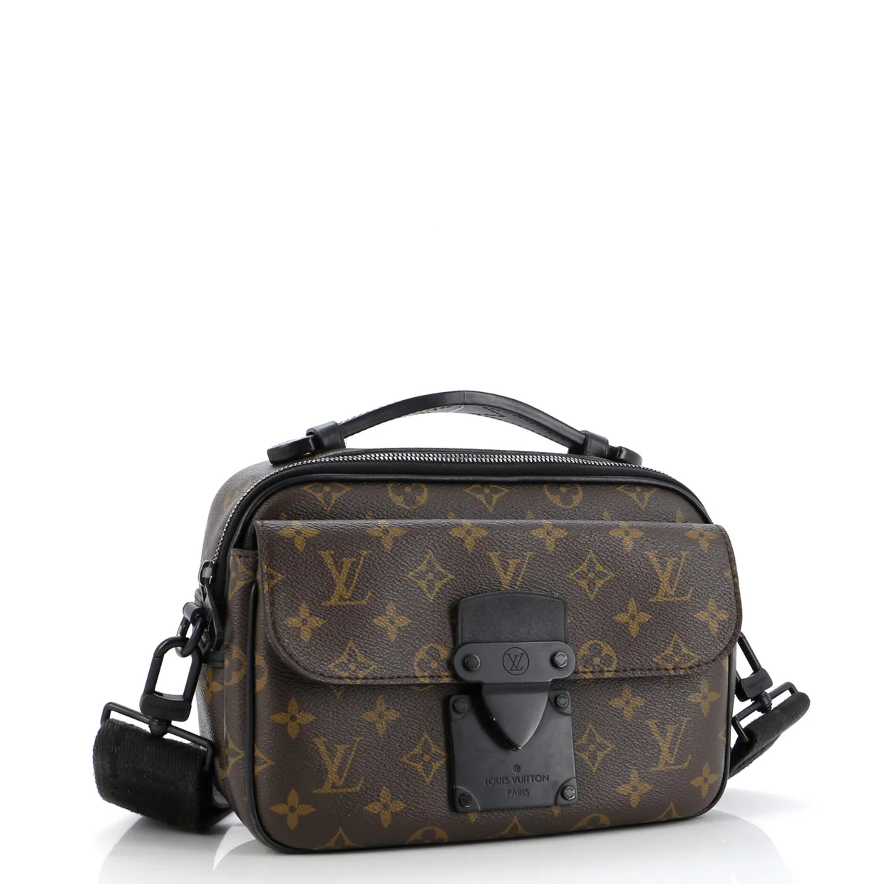 S Lock Messenger Bag Macassar Monogram Canvas - Deep Luxury
