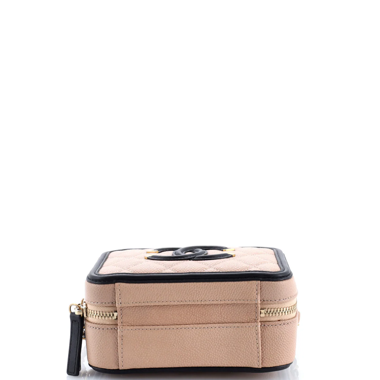 Filigree Vanity Case Quilted Caviar Small - Deep Luxury