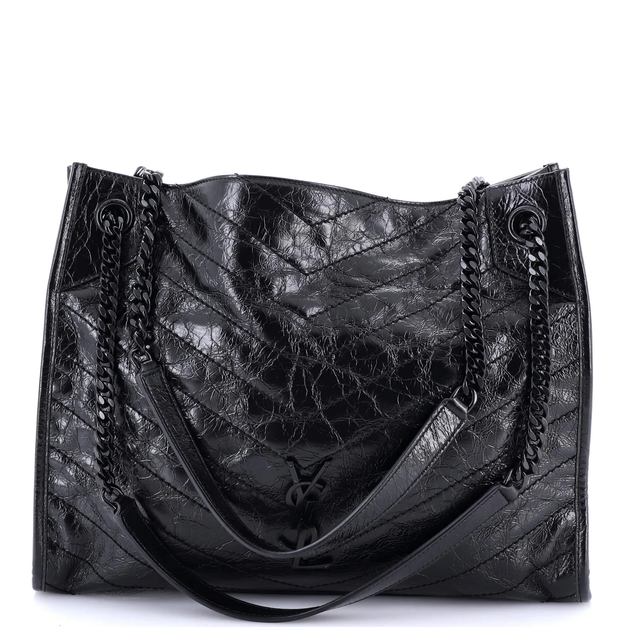 Niki Shopping Tote Matelasse Chevron Leather Medium - Deep Luxury