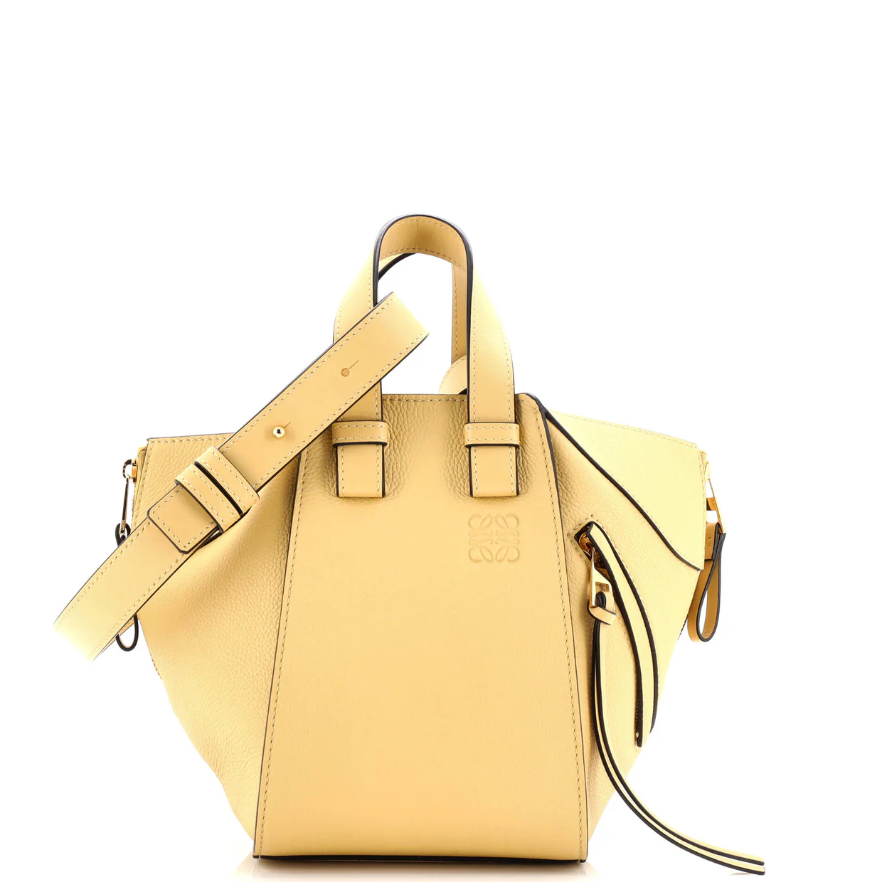 Monochrome Hammock Bag Leather Compact - Deep Luxury