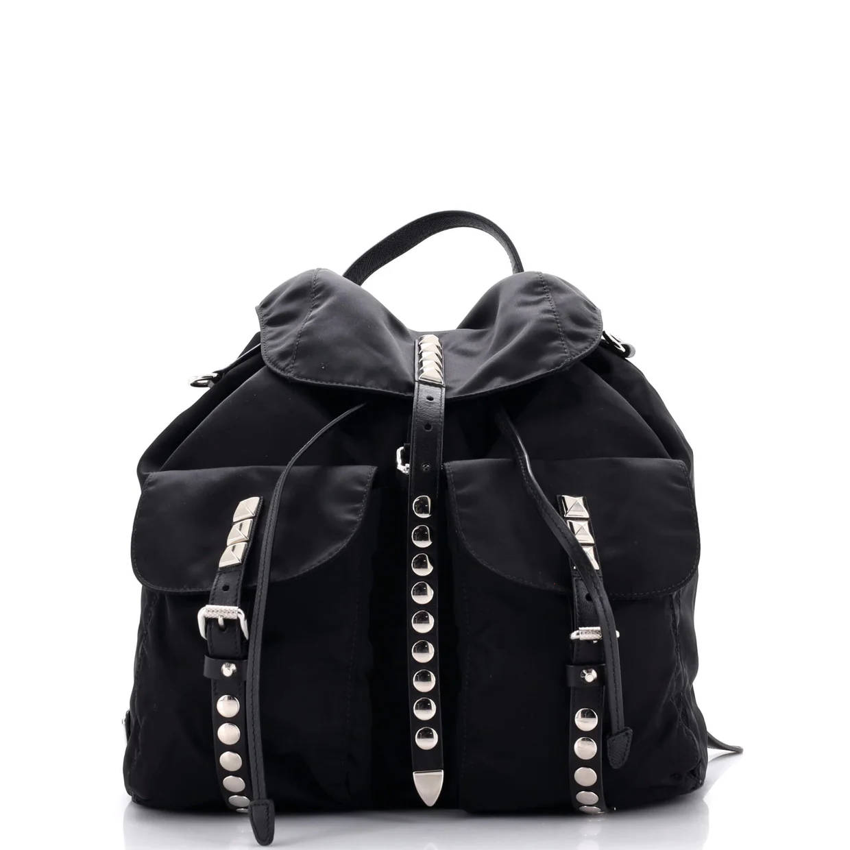 New Vela Backpack Tessuto with Studded Leather - Deep Luxury