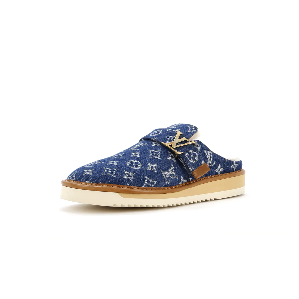 Cosy Flat Clog Mules Monogram Denim - Deep Luxury