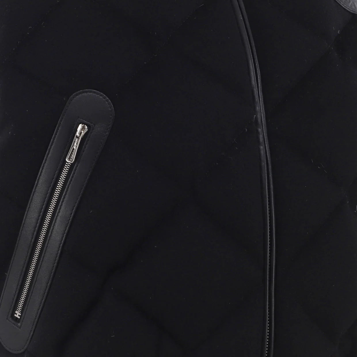 Women's Short Puffer Vest Quilted Cashmere with Leather - Deep Luxury