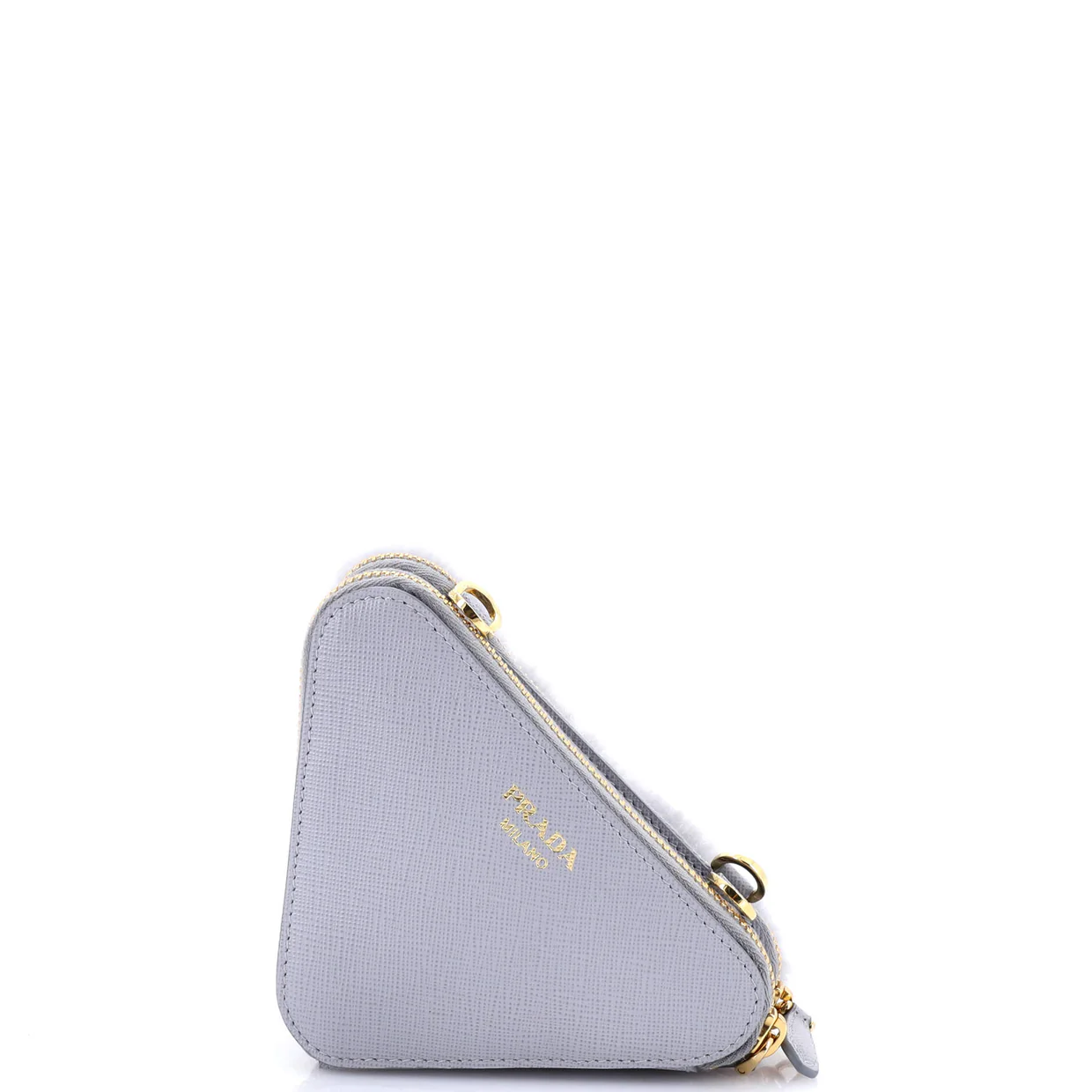 Triangle Crossbody Pouch Shearling and Saffiano Leather Mini - Deep Luxury