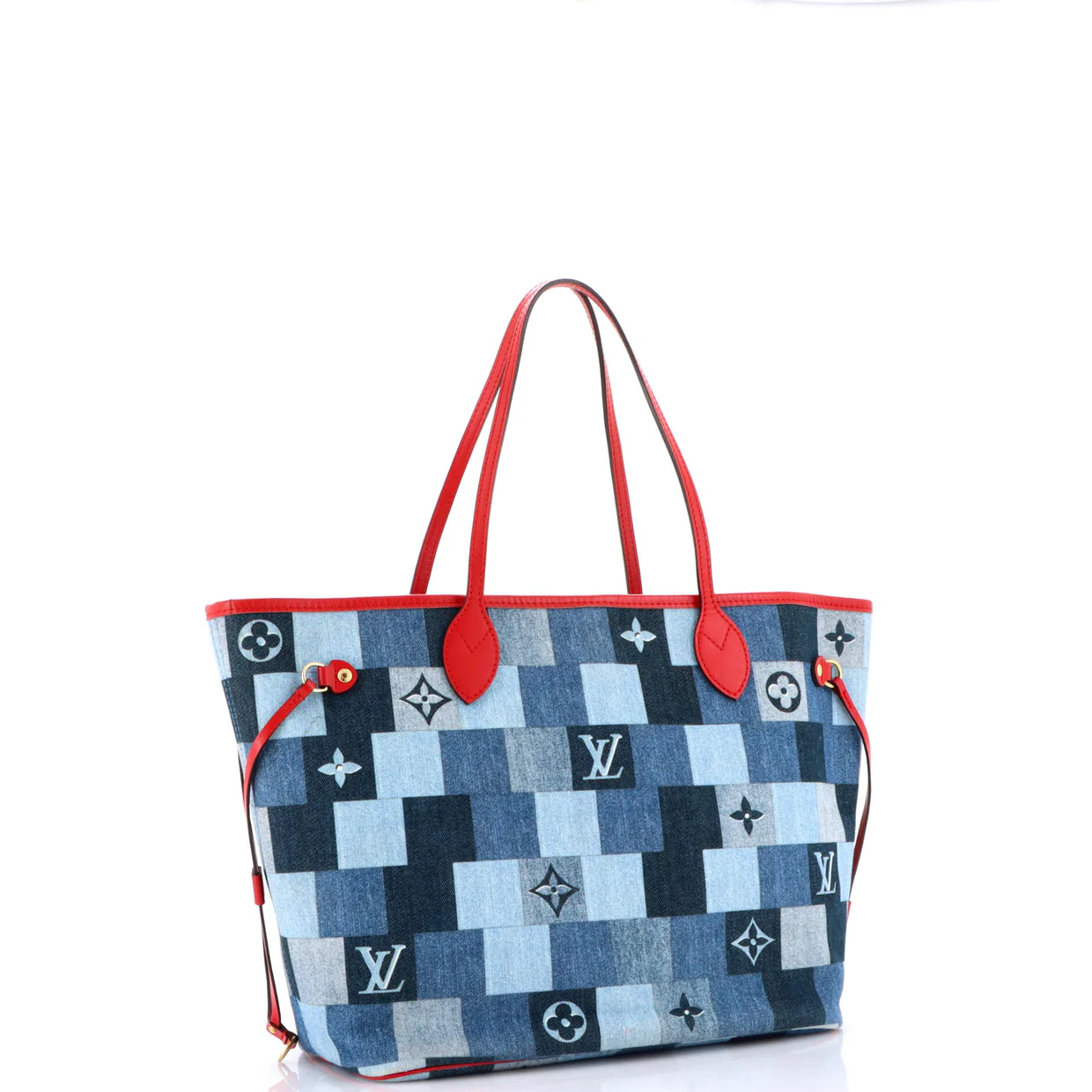 Neverfull Tote Damier and Monogram Patchwork Denim MM - Deep Luxury