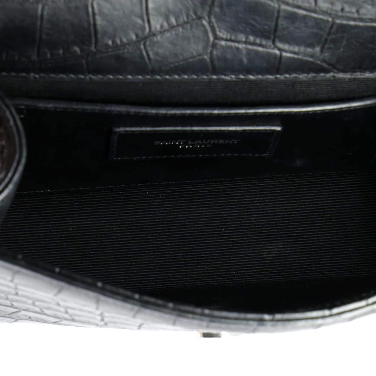 Classic Monogram Tassel Crossbody Bag Crocodile Embossed Leather Small - Deep Luxury